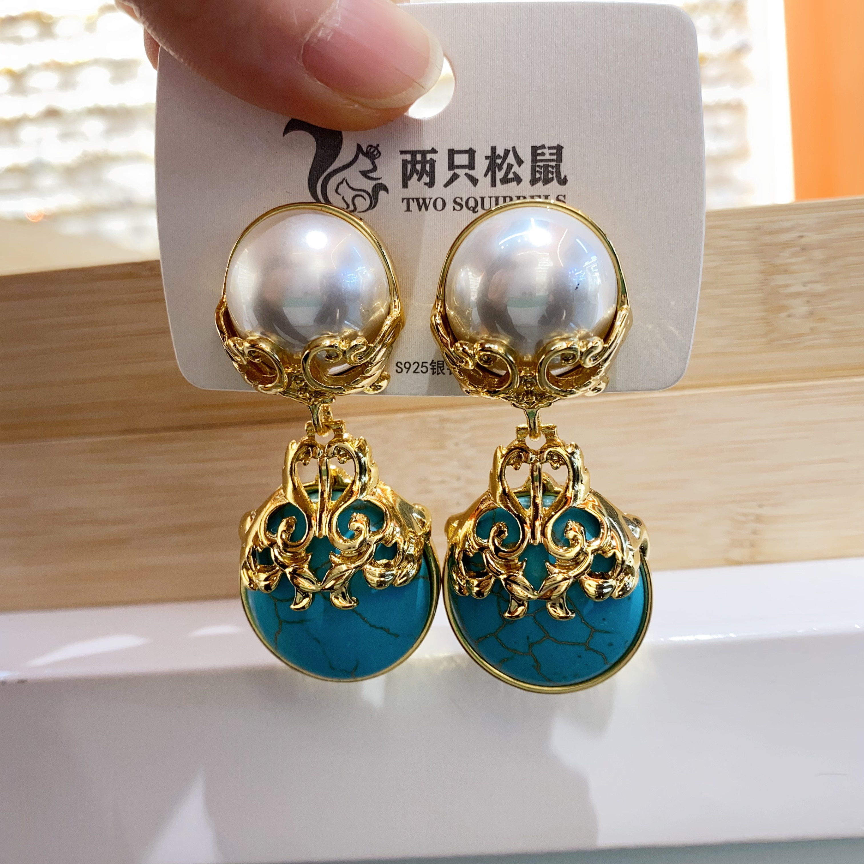 新中式珍珠耳环 高级感耳饰 饰品女士优雅耳环 精致耳饰礼物细节图