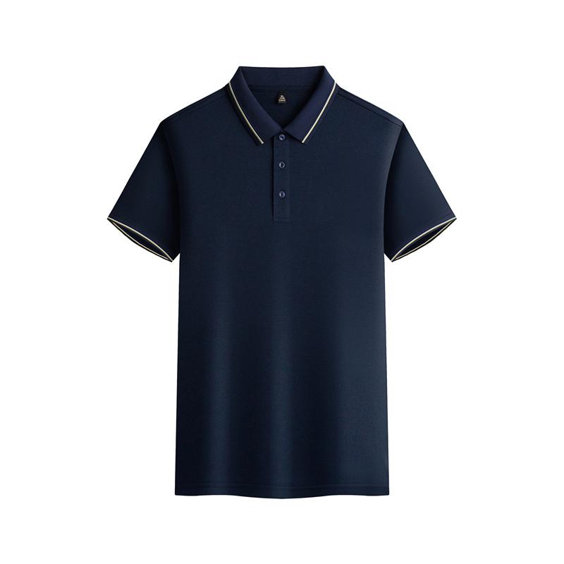 New short-sleeved lapel polo shirt for both men and women, featuring cross-border fine jacquard ribbons with edge lapels. Fashionable and casual polo shirt for both men and women, simple and comfortable short-sleeved trendy polo shirt Item Picture