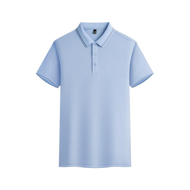 New short-sleeved lapel polo shirt for both men and women, featuring cross-border fine jacquard ribbons with edge lapels. Fashionable and casual polo shirt for both men and women, simple and comfortable short-sleeved trendy polo shirt detail image 17