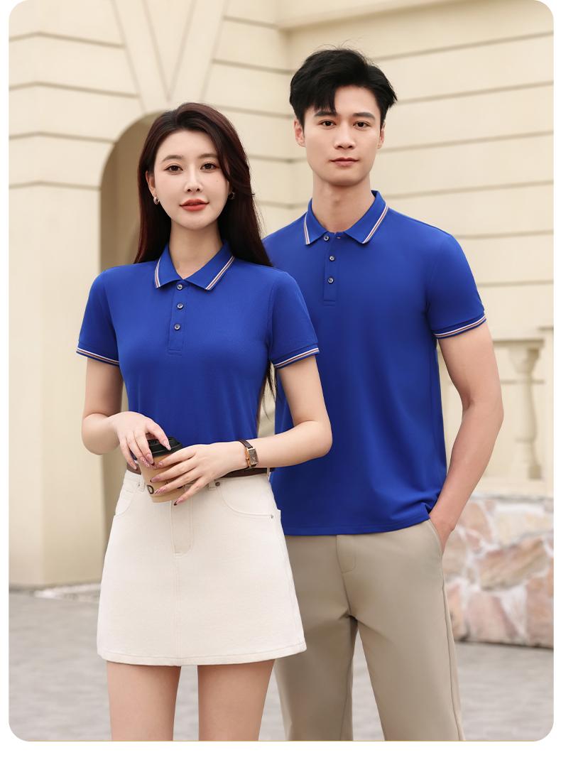 Cross-border ice Sensation Solona color-block lapel new short-sleeved lapel polo for both men and women, fashionable and casual polo for both men and women, simple and comfortable short-sleeved trendy polo Specification image