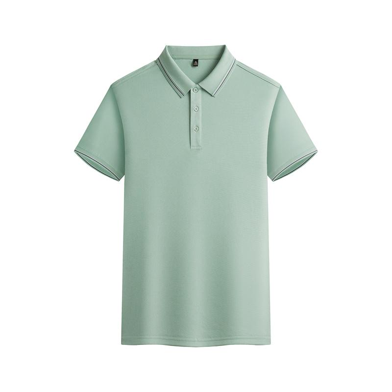 New short-sleeved lapel polo shirt for both men and women, featuring cross-border fine jacquard ribbons with edge lapels. Fashionable and casual polo shirt for both men and women, simple and comfortable short-sleeved trendy polo shirt detail image 18
