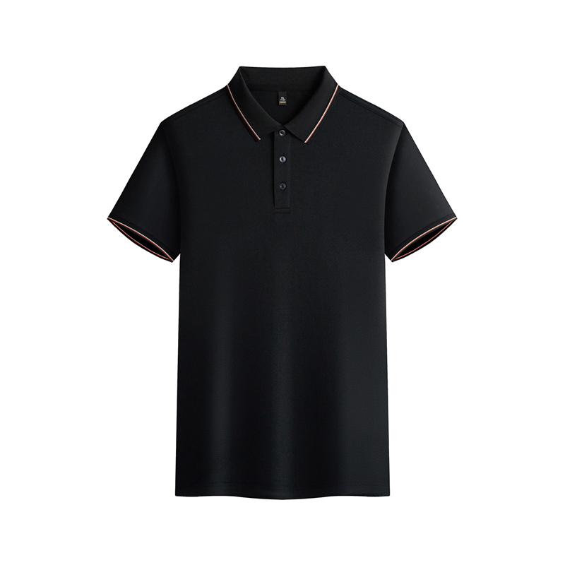 New short-sleeved lapel polo shirt for both men and women, featuring cross-border fine jacquard ribbons with edge lapels. Fashionable and casual polo shirt for both men and women, simple and comfortable short-sleeved trendy polo shirt detail image 15