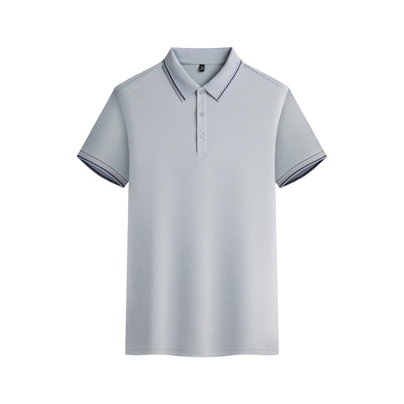 New short-sleeved lapel polo shirt for both men and women, featuring cross-border fine jacquard ribbons with edge lapels. Fashionable and casual polo shirt for both men and women, simple and comfortable short-sleeved trendy polo shirt details Picture