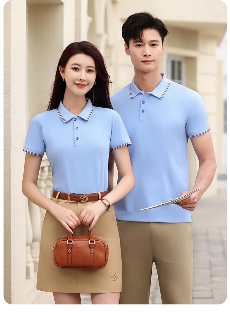 Cross-border ice Sensation Solona color-block lapel new short-sleeved lapel polo for both men and women, fashionable and casual polo for both men and women, simple and comfortable short-sleeved trendy polo Item Picture