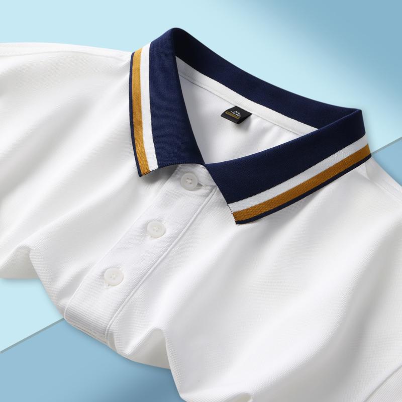 Cross-border wide jacquard fringe lapel new short-sleeved lapel polo for both men and women, fashionable and casual polo for both men and women, simple and comfortable short-sleeved trendy polo detail image 4