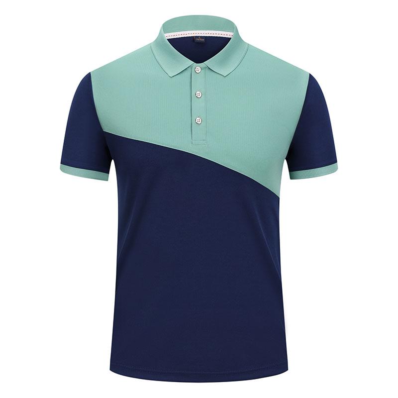 Cross-border color-blocking sporty new short-sleeved lapel polo for both men and women, fashionable and casual polo for both men and women, simple and comfortable short-sleeved trendy polo Item Picture