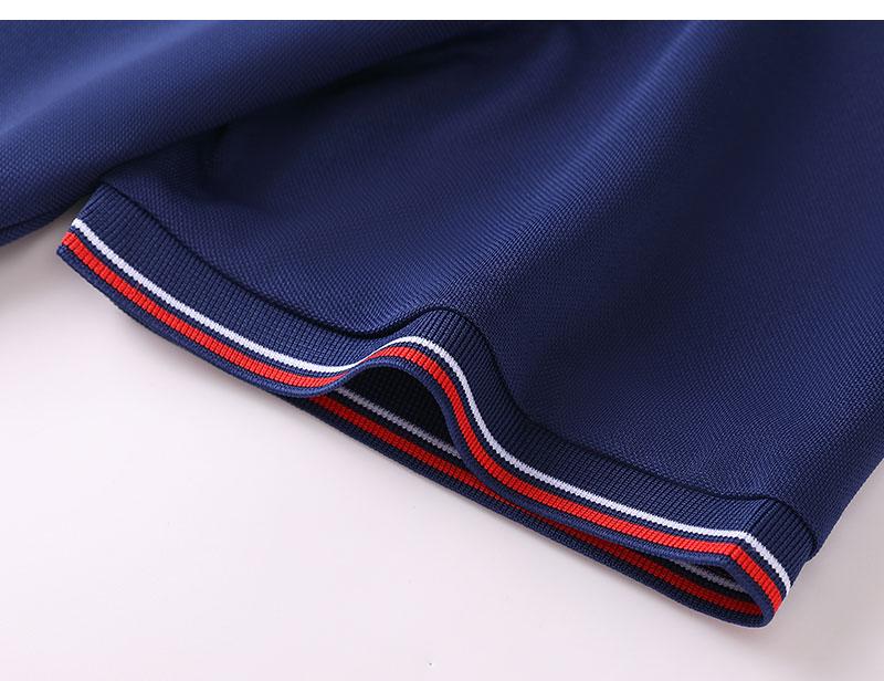 Cross-border LM double-stripe high-quality imitation cotton ice silk fiber new short-sleeved lapel polo for both men and women, fashionable and casual polo for both men and women, simple and comfortable short-sleeved trendy polo detail image 3