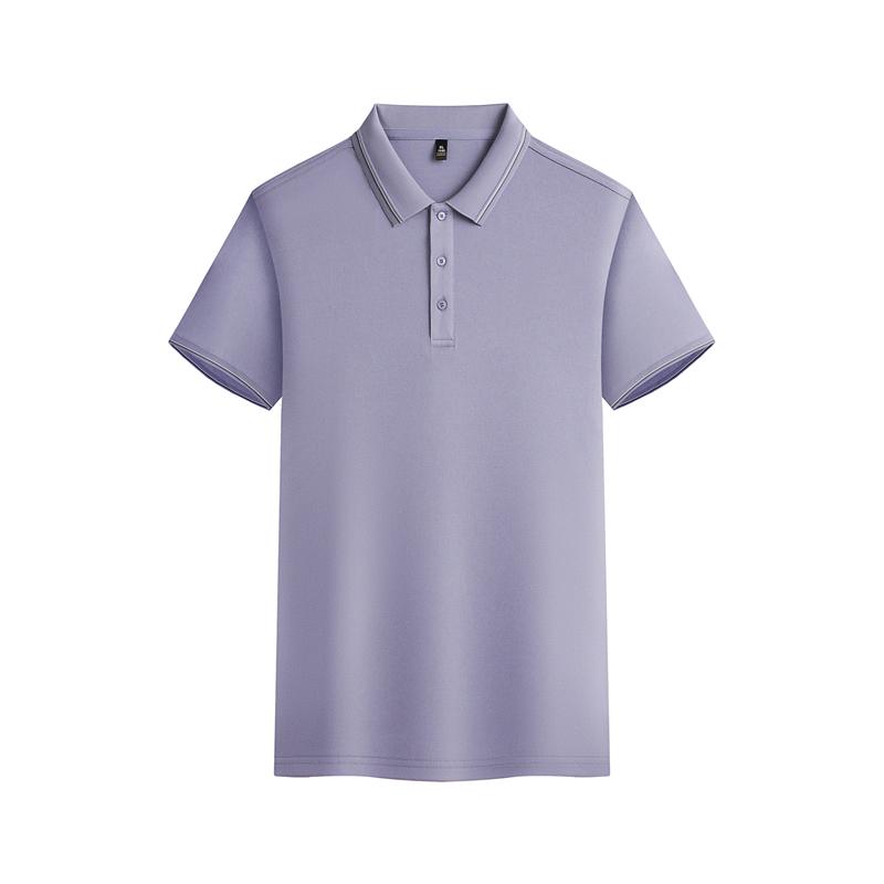 New short-sleeved lapel polo shirt for both men and women, featuring cross-border fine jacquard ribbons with edge lapels. Fashionable and casual polo shirt for both men and women, simple and comfortable short-sleeved trendy polo shirt detail image 12