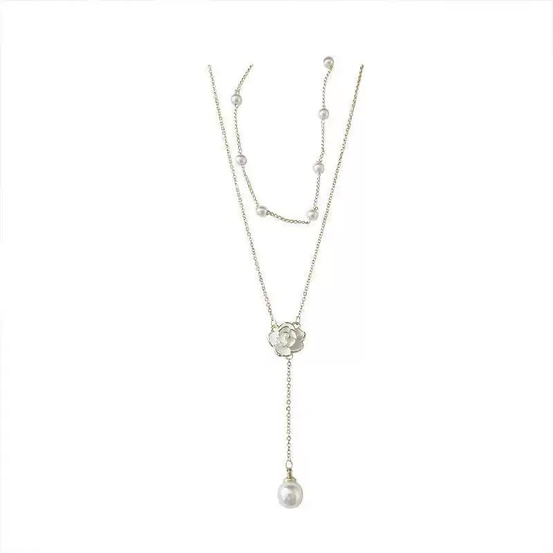 双层流苏珍珠项链女款2025新款山茶花锁骨链轻奢高级感脖颈链配饰项链珍珠淡水珍珠珍珠项链品质项链1件起批品质项链1件起批详情图4