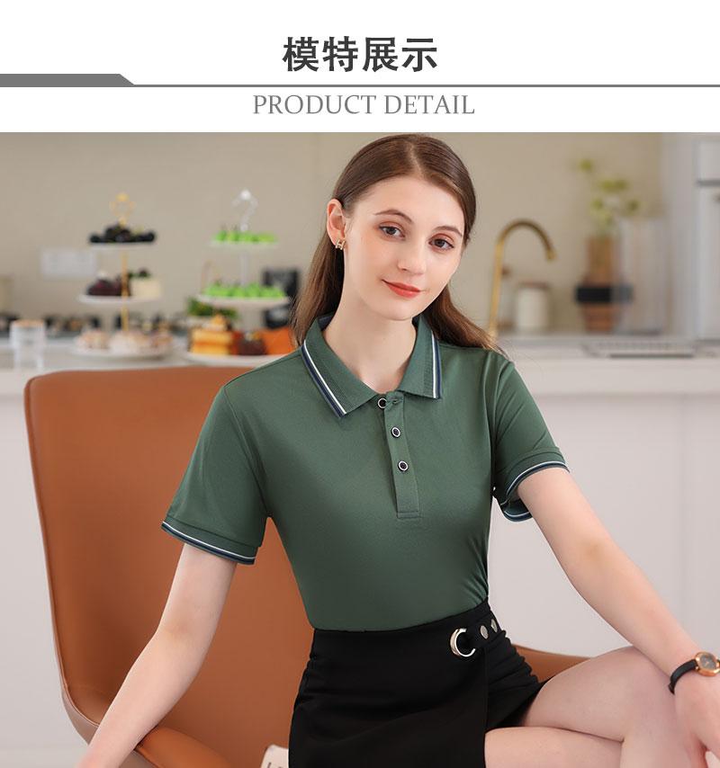 Cross-border LM double-stripe high-quality imitation cotton ice silk fiber new short-sleeved lapel polo for both men and women, fashionable and casual polo for both men and women, simple and comfortable short-sleeved trendy polo detail image 6