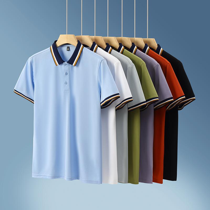 Cross-border wide jacquard fringe lapel new short-sleeved lapel polo for both men and women, fashionable and casual polo for both men and women, simple and comfortable short-sleeved trendy polo
