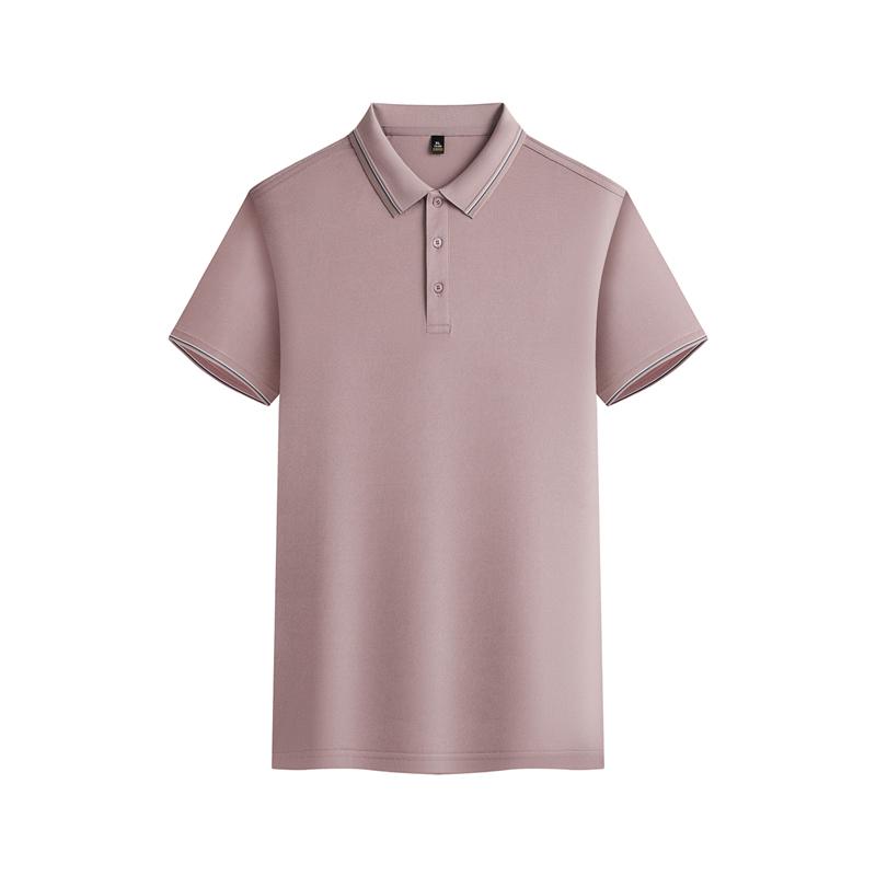 New short-sleeved lapel polo shirt for both men and women, featuring cross-border fine jacquard ribbons with edge lapels. Fashionable and casual polo shirt for both men and women, simple and comfortable short-sleeved trendy polo shirt detail image 16