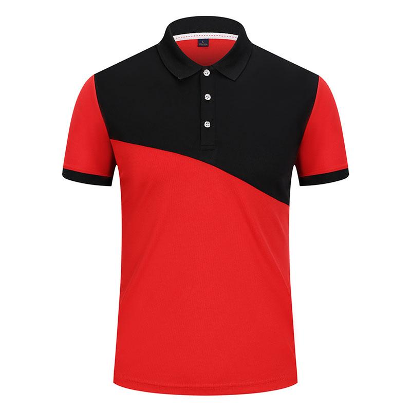 Cross-border color-blocking sporty new short-sleeved lapel polo for both men and women, fashionable and casual polo for both men and women, simple and comfortable short-sleeved trendy polo detail image 4