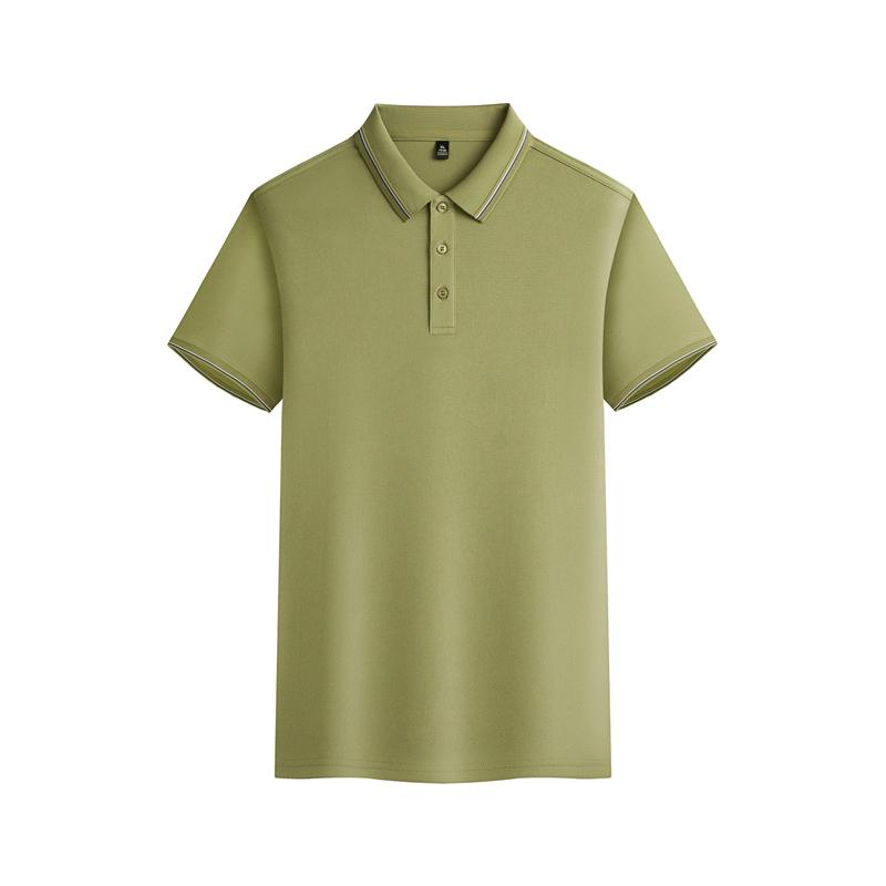 New short-sleeved lapel polo shirt for both men and women, featuring cross-border fine jacquard ribbons with edge lapels. Fashionable and casual polo shirt for both men and women, simple and comfortable short-sleeved trendy polo shirt detail image 13