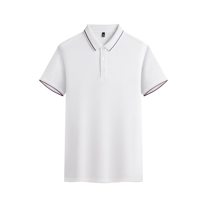 New short-sleeved lapel polo shirt for both men and women, featuring cross-border fine jacquard ribbons with edge lapels. Fashionable and casual polo shirt for both men and women, simple and comfortable short-sleeved trendy polo shirt detail image 14