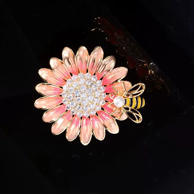珐琅太阳花胸针高档女精致蜜蜂雏菊胸花小众设计感别针西装配饰品 详情图5