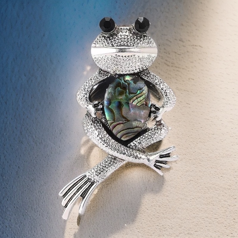 跨境高档鲍鱼贝胸针配件 时尚精致复古青蛙男女通用胸花 服装配饰详情图5