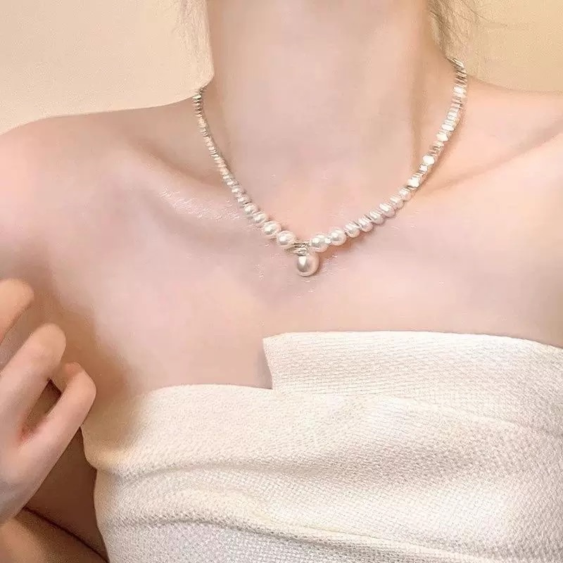 双层流苏珍珠项链女小众设计感山茶花锁骨链轻奢高级感气质脖颈链项链珍珠项链合金项链戒指手链山茶花项链淡水珍珠银饰项链珍珠珍