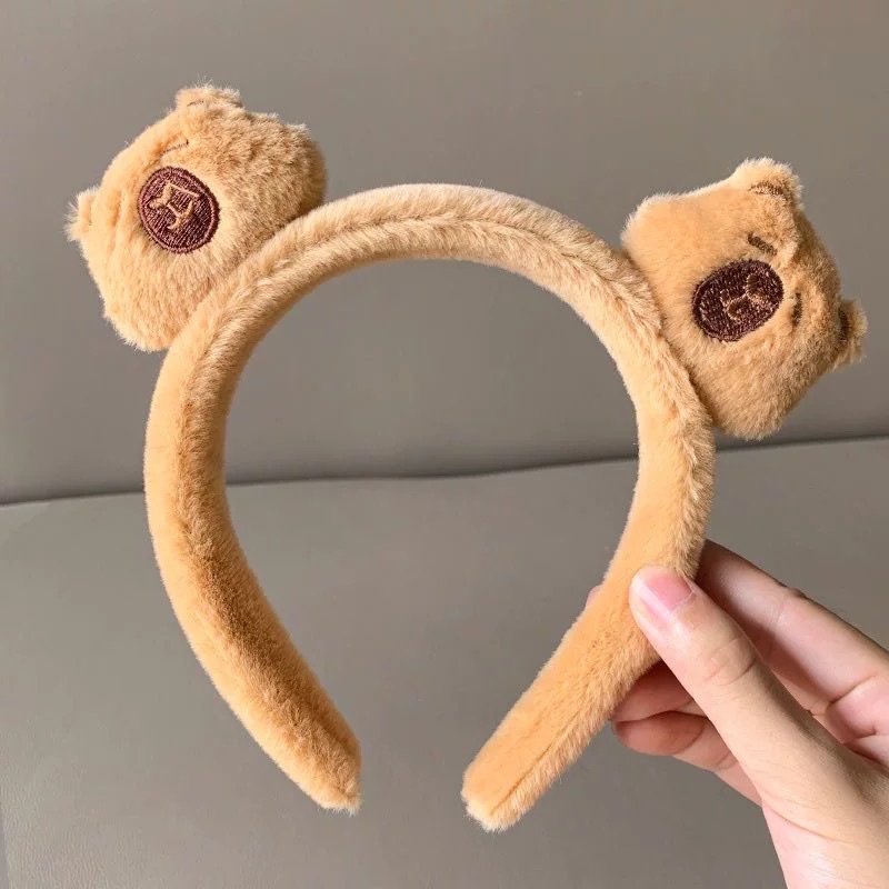 卡皮巴拉扎头绳毛绒卡皮巴拉发箍女洗脸化妆敷面膜头箍发带发圈秋