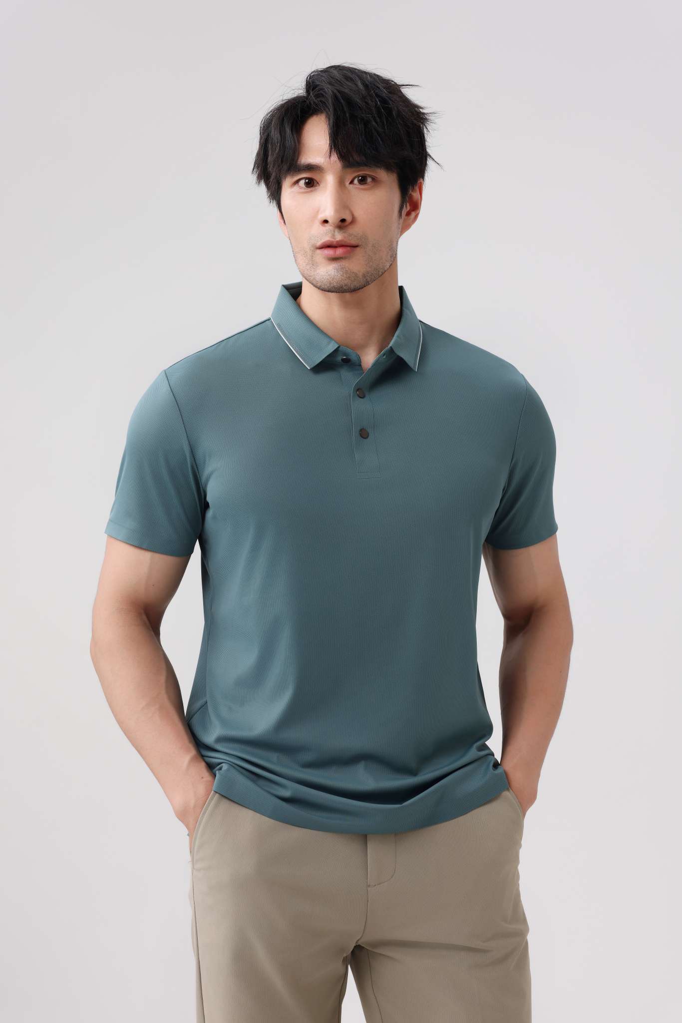 Cross-border high-quality 5A300 brocade ammonia seamless solid color round neck seamless, high-end quick-drying ice cool silk men's short-sleeved, high-end occasion men's casual wear, comfortable, breathable and fashionable new style detail image 12