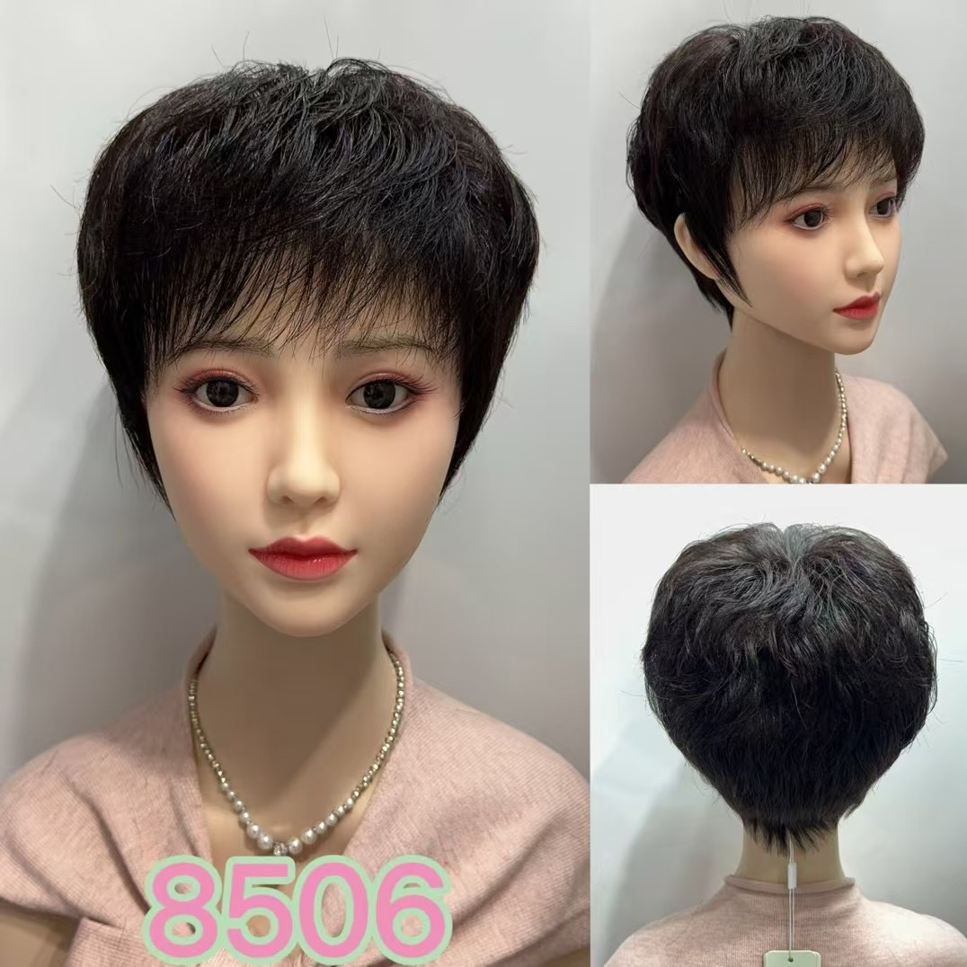 Edad media y avanzada todo hecho a mano cabello real trenza cabello natural transpirable ligero reducción de edad Item Picture