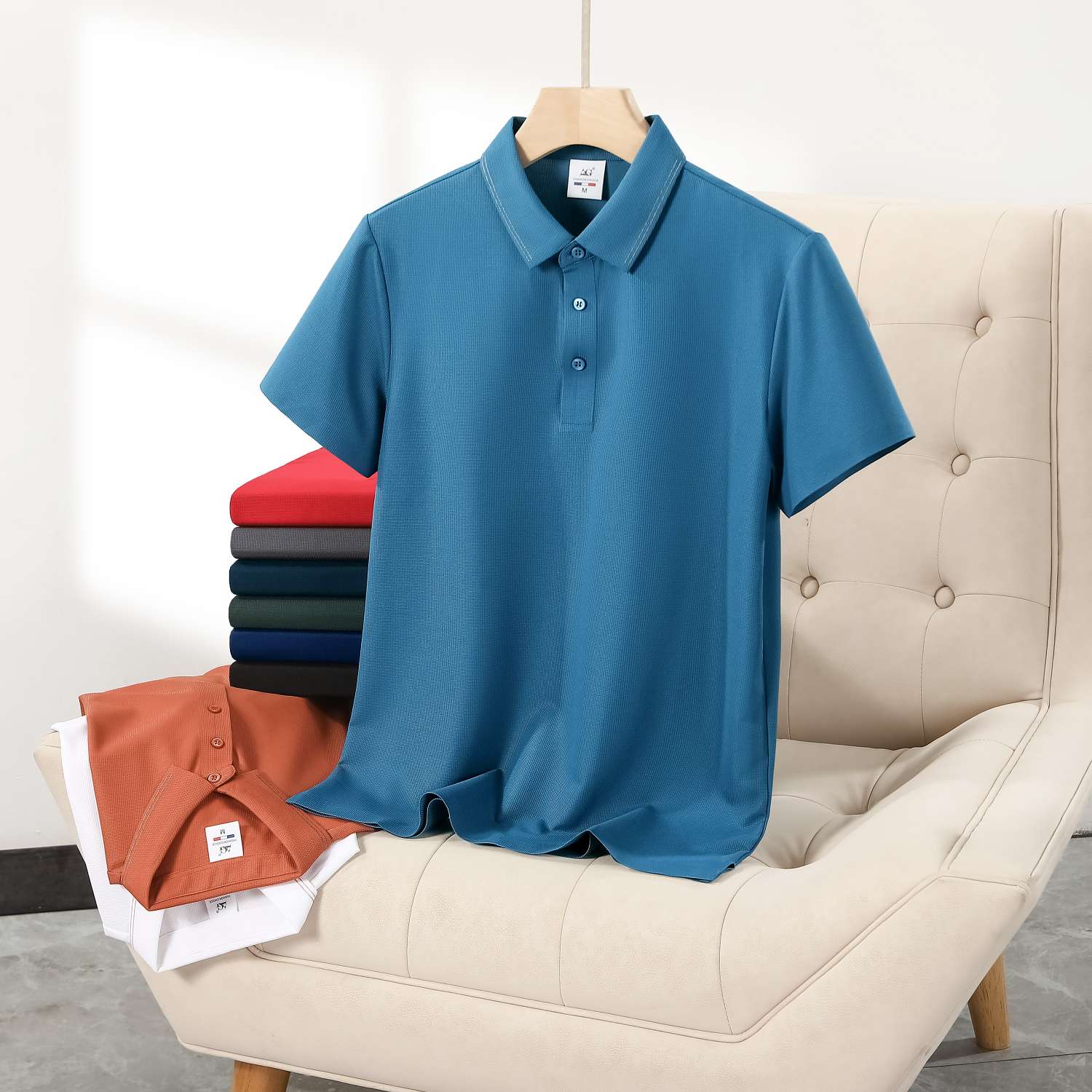 Cross-border high-quality 5A800 melamine seamless solid color round neck seamless, high-end quick-drying ice cool silk men's short-sleeved, high-end occasion men's casual wear, comfortable, breathable and fashionable new style detail image 7