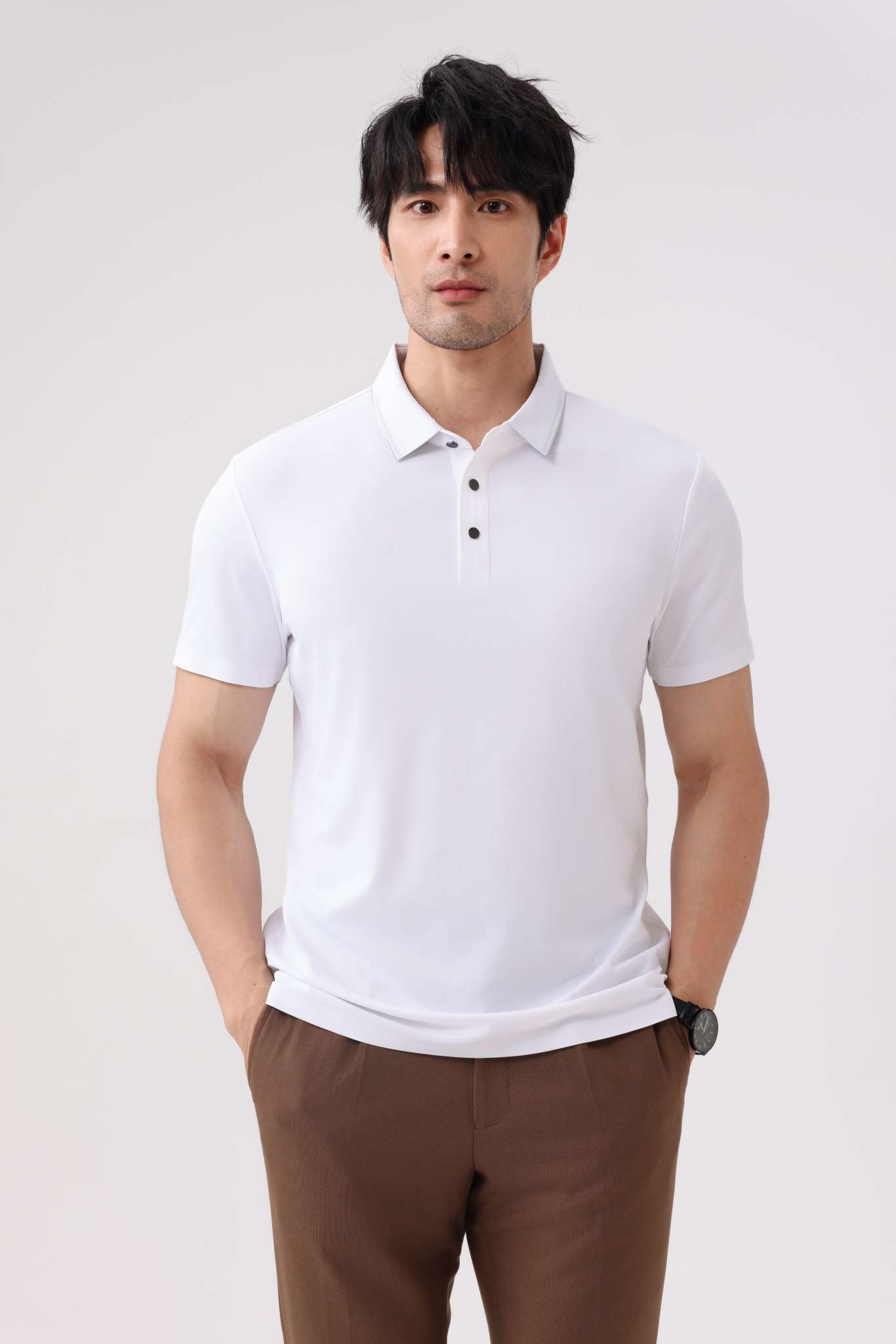 Cross-border high-quality 5A300 brocade ammonia seamless solid color round neck seamless, high-end quick-drying ice cool silk men's short-sleeved, high-end occasion men's casual wear, comfortable, breathable and fashionable new style detail image 16