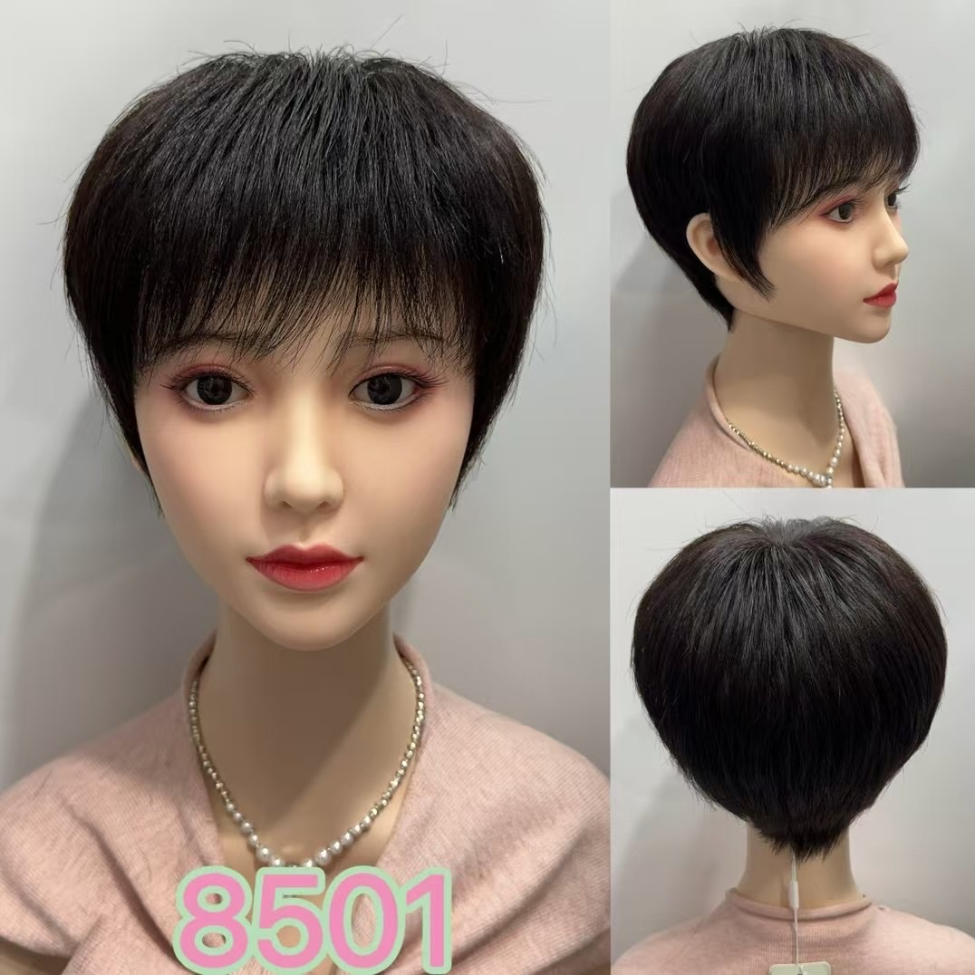 Edad media y avanzada todo hecho a mano cabello real trenza cabello natural transpirable ligero reducción de edad Specification image