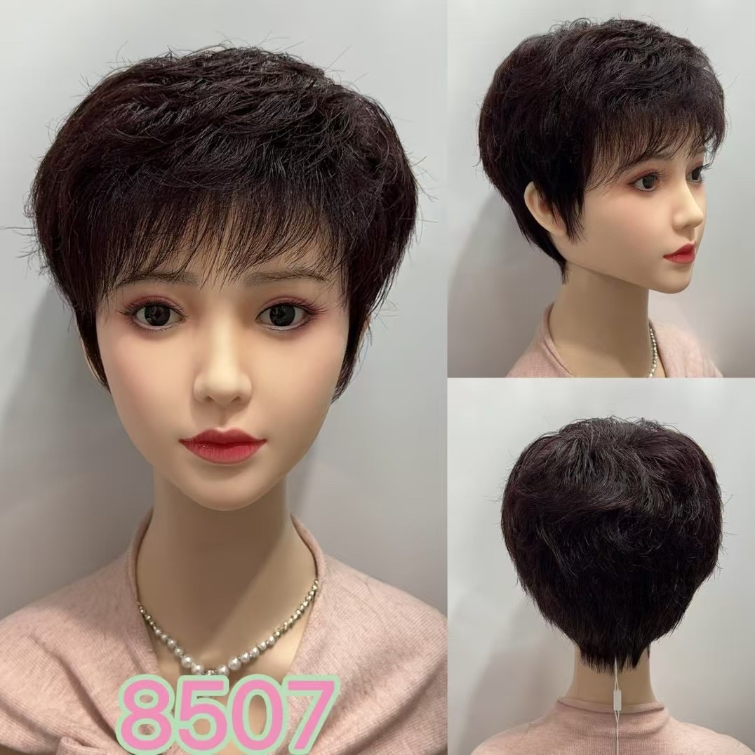 Edad media y avanzada todo hecho a mano cabello real trenza cabello natural transpirable ligero reducción de edad details Picture