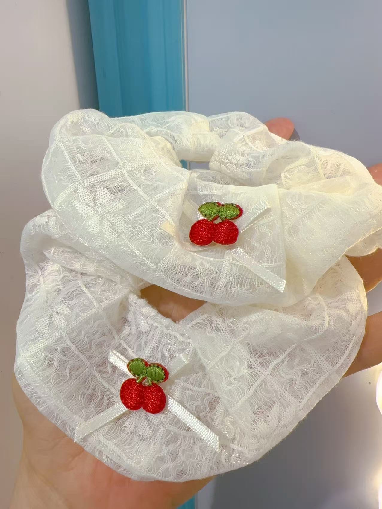 时尚饰品大肠发圈 水果卡通配件 气质大肠圈发绳 简约发饰发圈女士头饰发圈饰品大肠圈头绳白底实物图