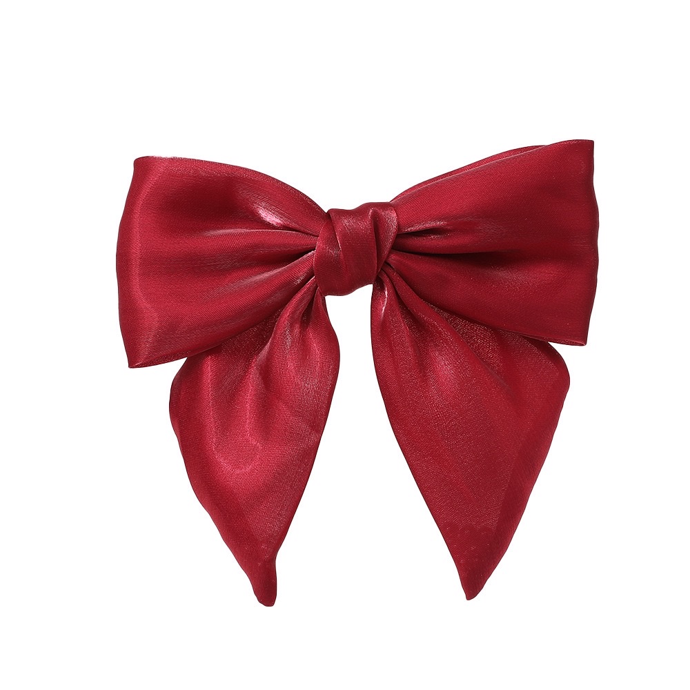 Korean style fashionable and bright organza bow spring clip, high-end fabric red versatile classic hair clip detail image 5