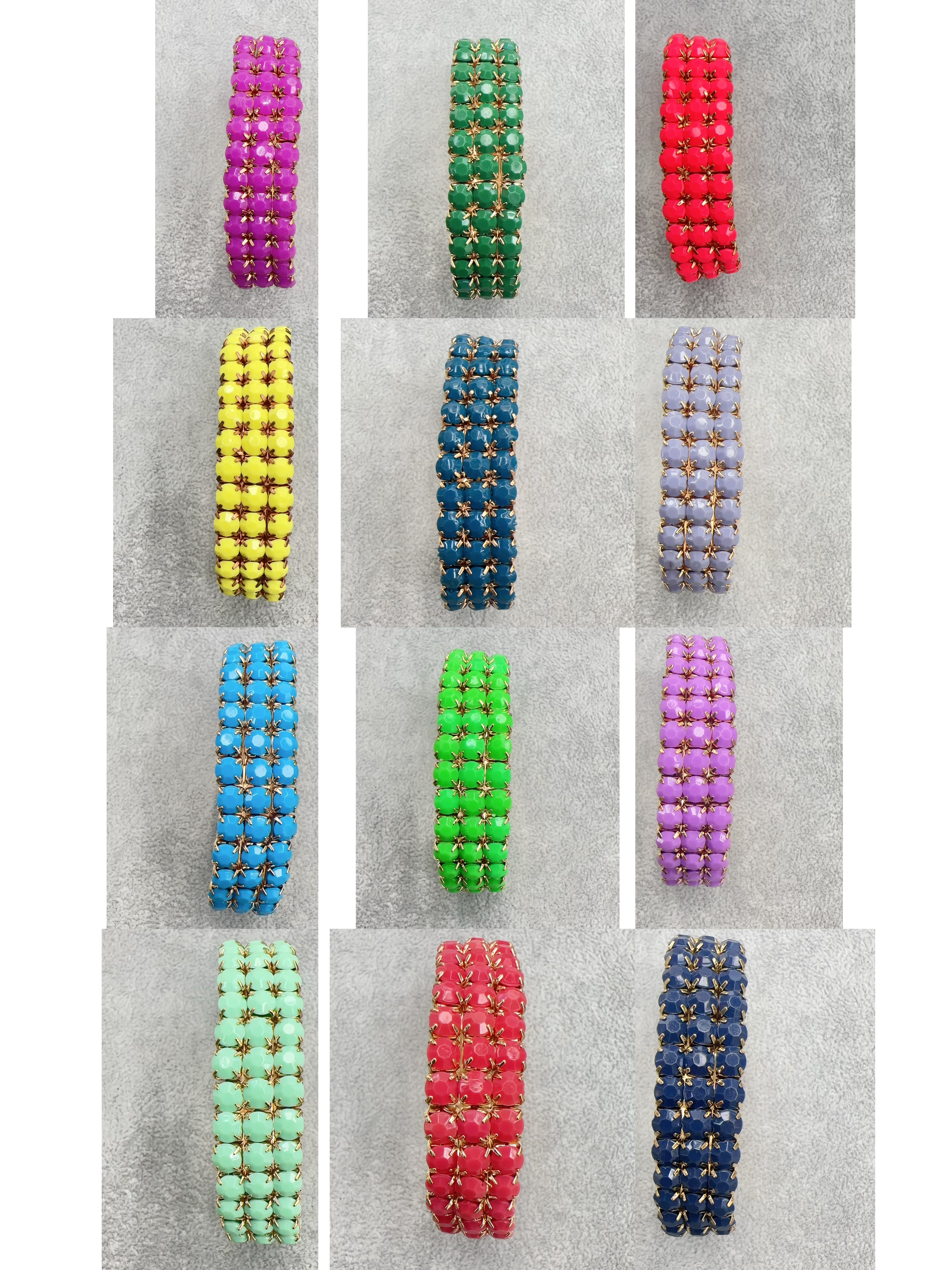 Trendy manufacturer direct sales multi-layer fresh and delicate bracelet for women, exaggerated 3-row elastic multi-strand acrylic color bracelet detail image 19