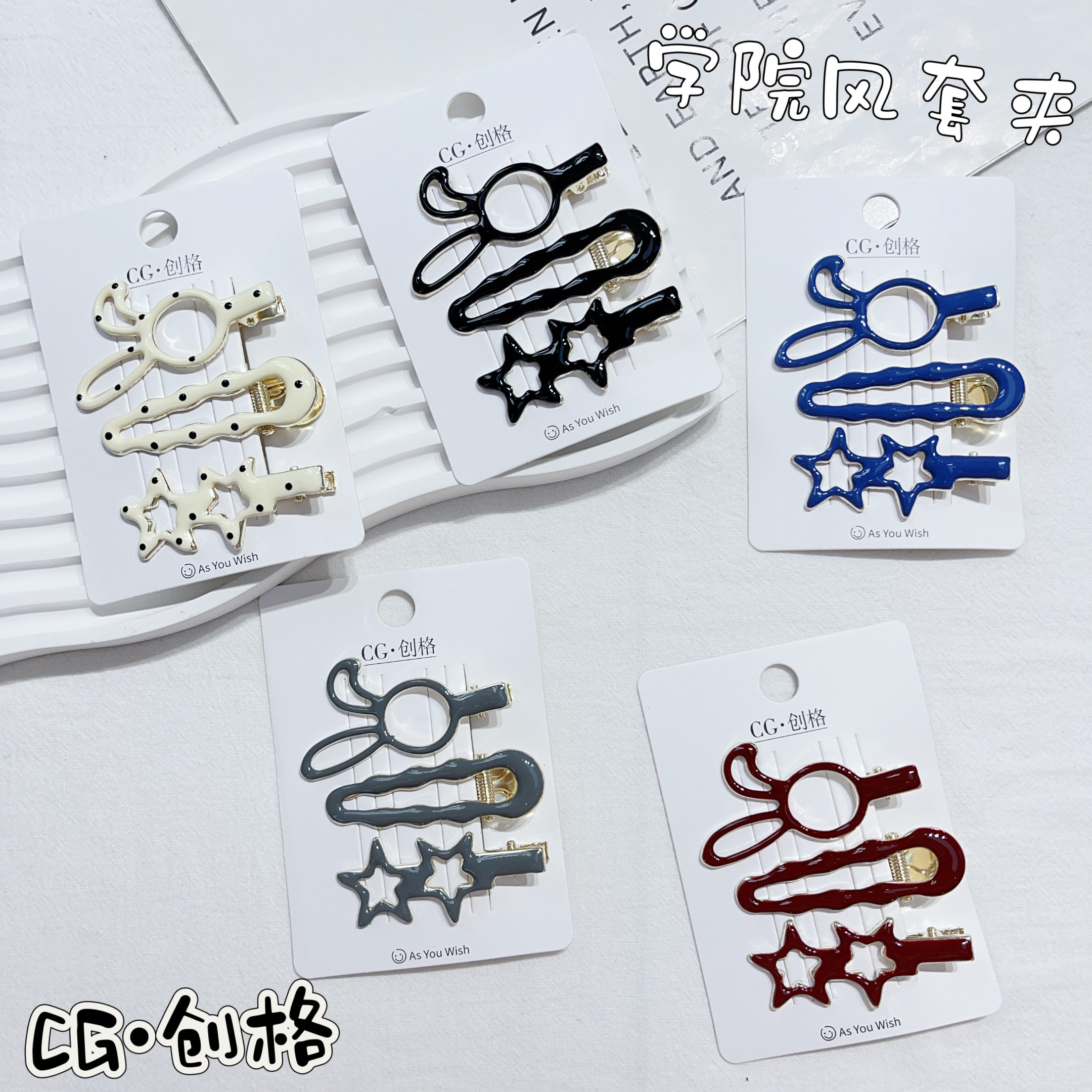 6 cm school-style versatile press clip set with side bangs and duckbill clip headwear detail image 4