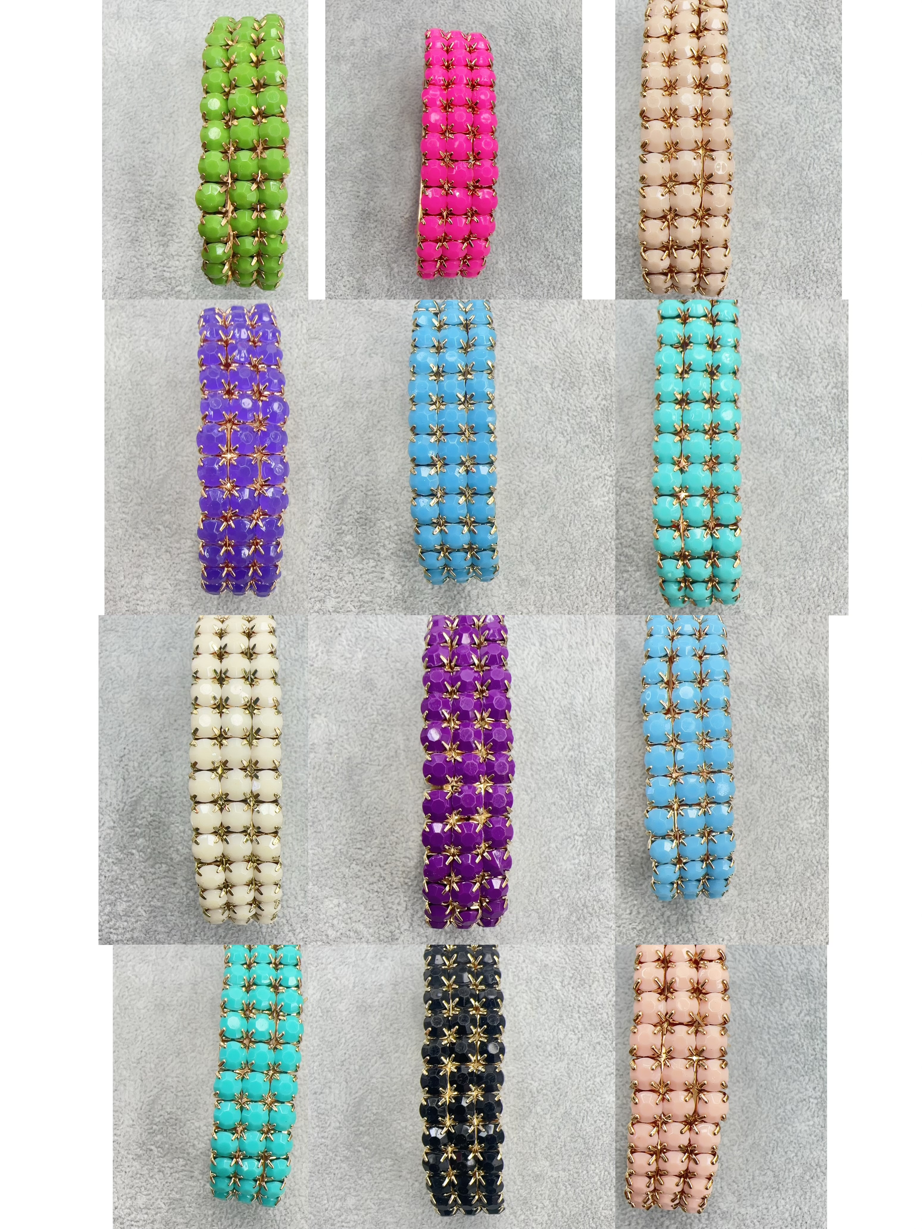 Trendy manufacturer direct sales multi-layer fresh and delicate bracelet for women, exaggerated 3-row elastic multi-strand acrylic color bracelet detail image 18