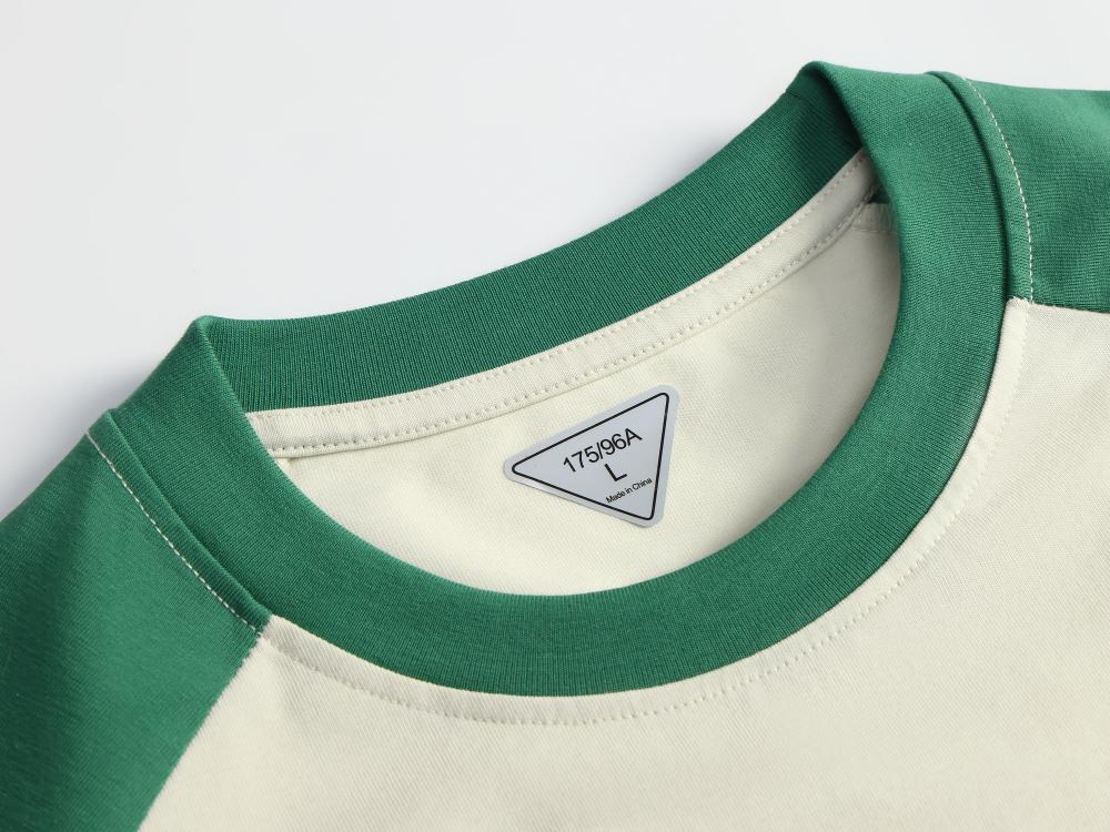 Cross-border Solona shoulder Patch color round Neck T-shirt 260g/㎡ Men's and women's same new short-sleeved T-shirt Men's and women's trendy clothes, fashionable and casual men's and women's T-shirt simple and comfortable short-sleeved trendy T-shirt detail image 8