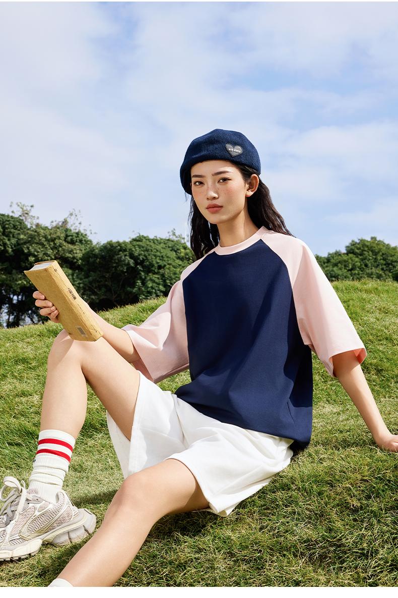 Cross-border Solona shoulder Patch color round Neck T-shirt 260g/㎡ Men's and women's same new short-sleeved T-shirt Men's and women's trendy clothes, fashionable and casual men's and women's T-shirt simple and comfortable short-sleeved trendy T-shirt Application Scenario