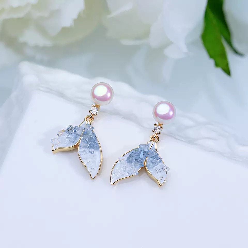 The Weishiliya Ice Crystal Natural freshwater Pearl Earrings S925 silver needle gradient color earrings for women exude a sense of high-end sophistication detail image 19