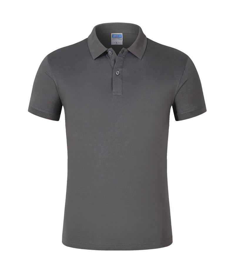 Cross-border cotton imitation CVC solid color lapel new short-sleeved lapel polo for both men and women, fashionable and casual polo for both men and women, simple and comfortable short-sleeved trendy polo detail image 9