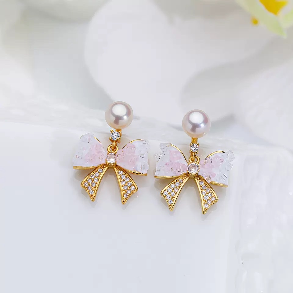 The Weishiliya Ice Crystal Natural freshwater Pearl Earrings S925 silver needle gradient color earrings for women exude a sense of high-end sophistication detail image 5