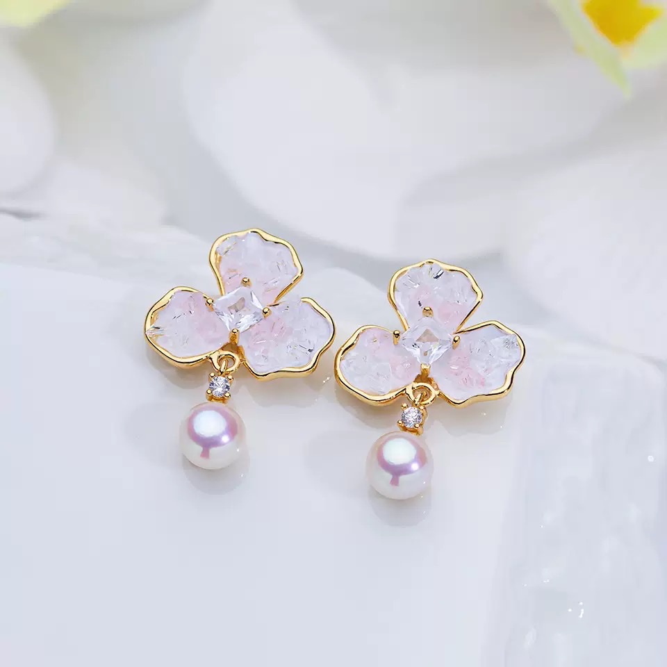 The Weishiliya Ice Crystal Natural freshwater Pearl Earrings S925 silver needle gradient color earrings for women exude a sense of high-end sophistication detail image 17