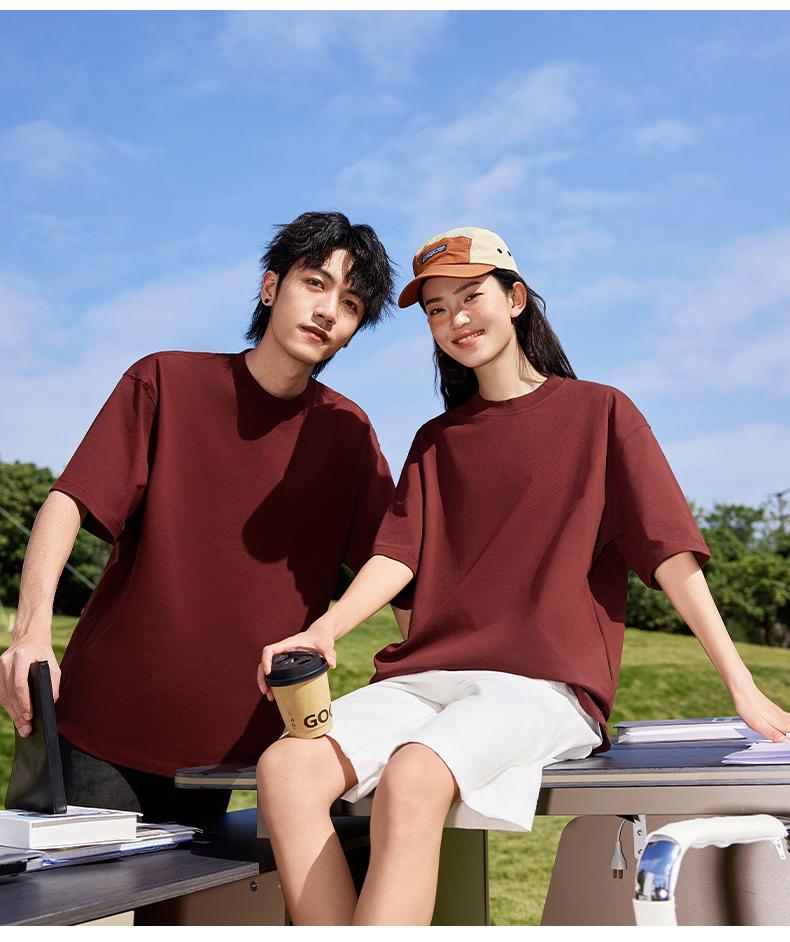 Cross-border Solona streetwear brand large off-the-shoulder, large-sized round-neck T-shirt 260g/㎡ New short-sleeved T-shirt for both men and women. Trendy and fashionable casual T-shirt for both men and women. Simple and comfortable short-sleeved trendy T-shirt