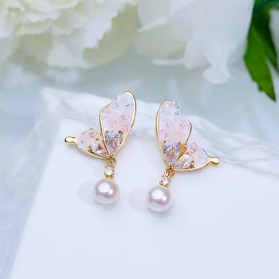 The Weishiliya Ice Crystal Natural freshwater Pearl Earrings S925 silver needle gradient color earrings for women exude a sense of high-end sophistication detail image 11
