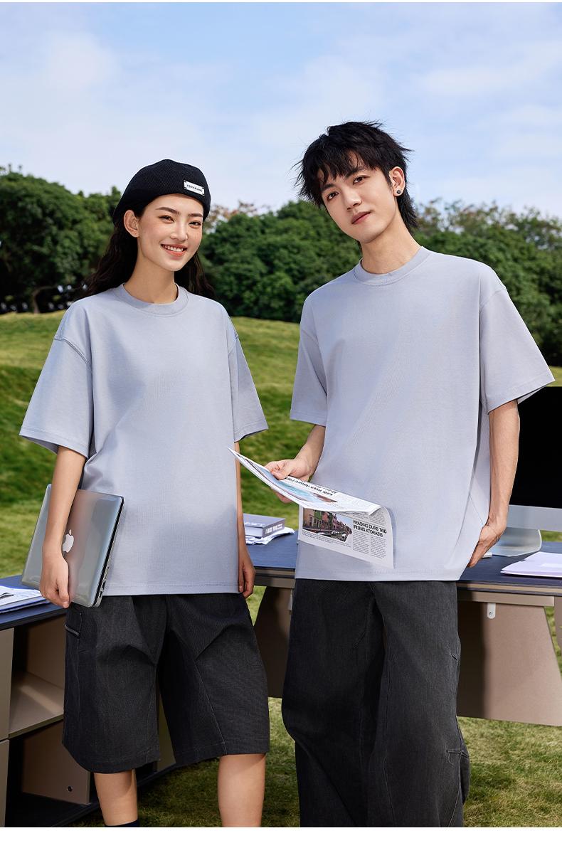 Cross-border Solona streetwear brand large off-the-shoulder, large-sized round-neck T-shirt 260g/㎡ New short-sleeved T-shirt for both men and women. Trendy and fashionable casual T-shirt for both men and women. Simple and comfortable short-sleeved trendy T-shirt Item Picture