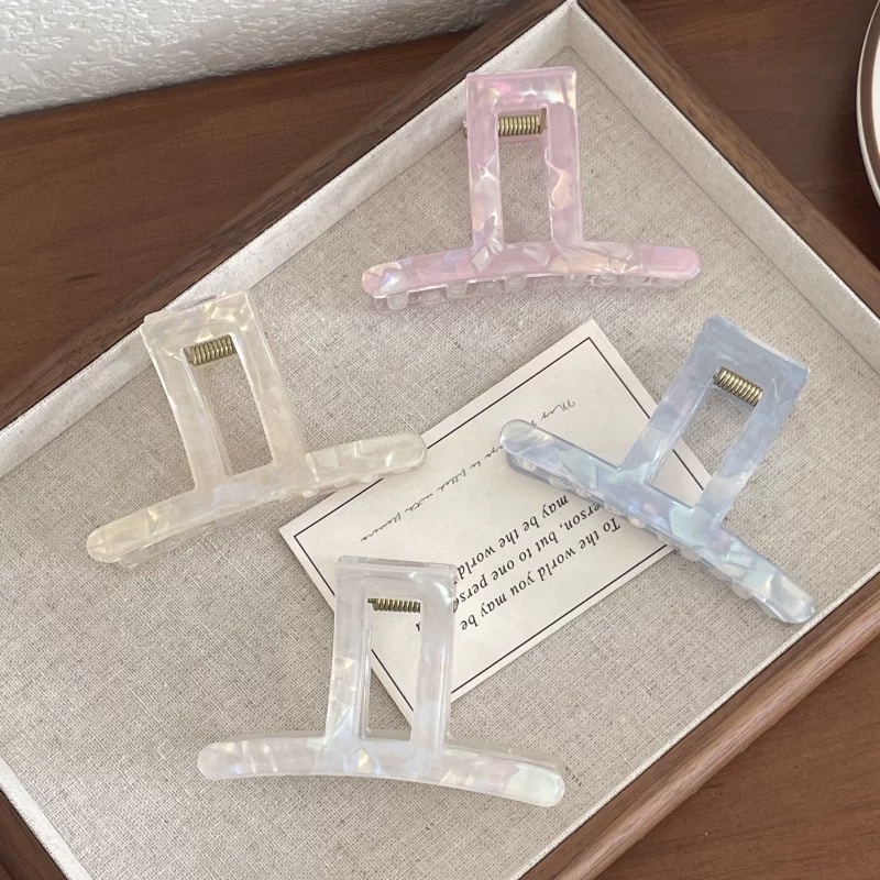 韩版新款高级感炫彩抓夹时尚百搭简约少女后脑勺半扎盘发鲨鱼发抓产品图