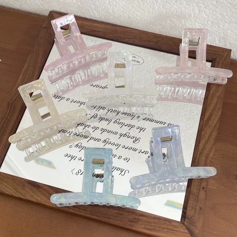 韩版新款高级感炫彩抓夹时尚百搭简约少女后脑勺半扎盘发鲨鱼发抓