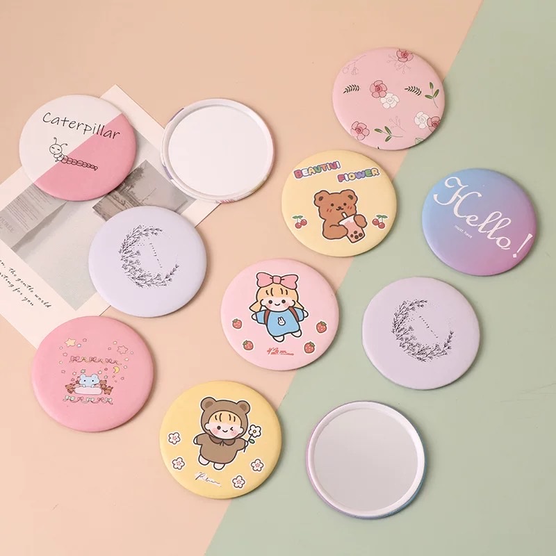 Portable small mirror, anti-drop, home portable mirror, student makeup mirror, mini portable creative small mirror for girls, mini portable round mirror for girls, cartoon girls, student bag makeup mirror, pocket small mirror Application Scenario
