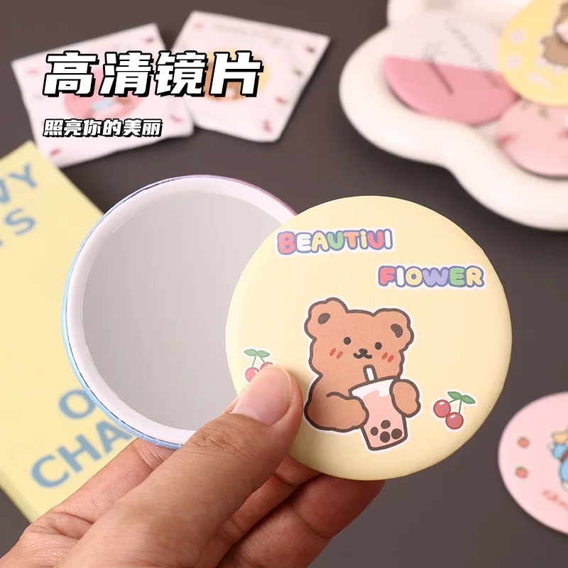 Portable small mirror, anti-drop, home portable mirror, student makeup mirror, mini portable creative small mirror for girls, mini portable round mirror for girls, cartoon girls, student bag makeup mirror, pocket small mirror details Picture