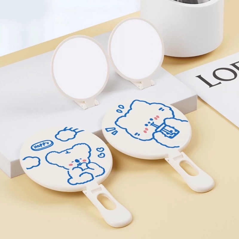 Portable small mirror, anti-drop, home portable mirror, student makeup mirror, mini portable creative small mirror for girls, mini portable round mirror for girls, cartoon girls, student bag makeup mirror, pocket small mirror detail image 8