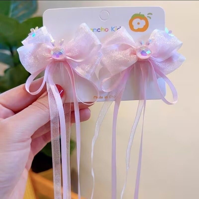 法式超仙甜美高档小公主风蝴蝶结飘带发夹儿童小女孩发卡女童发饰发夹发夹儿童夏季潮流