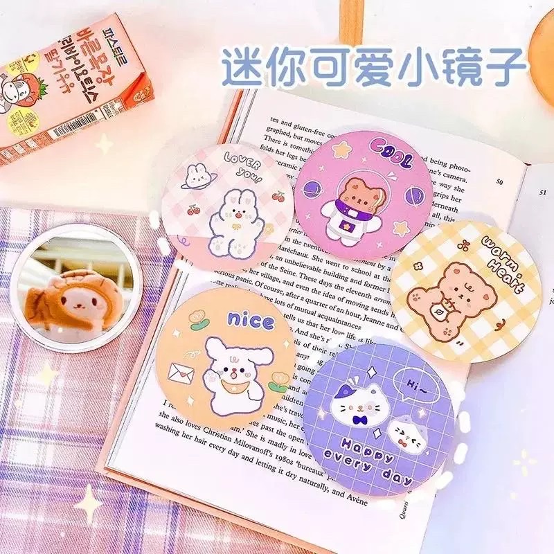 Portable small mirror, anti-drop, home portable mirror, student makeup mirror, mini portable creative small mirror for girls, mini portable round mirror for girls, cartoon girls, student bag makeup mirror, pocket small mirror detail image 18